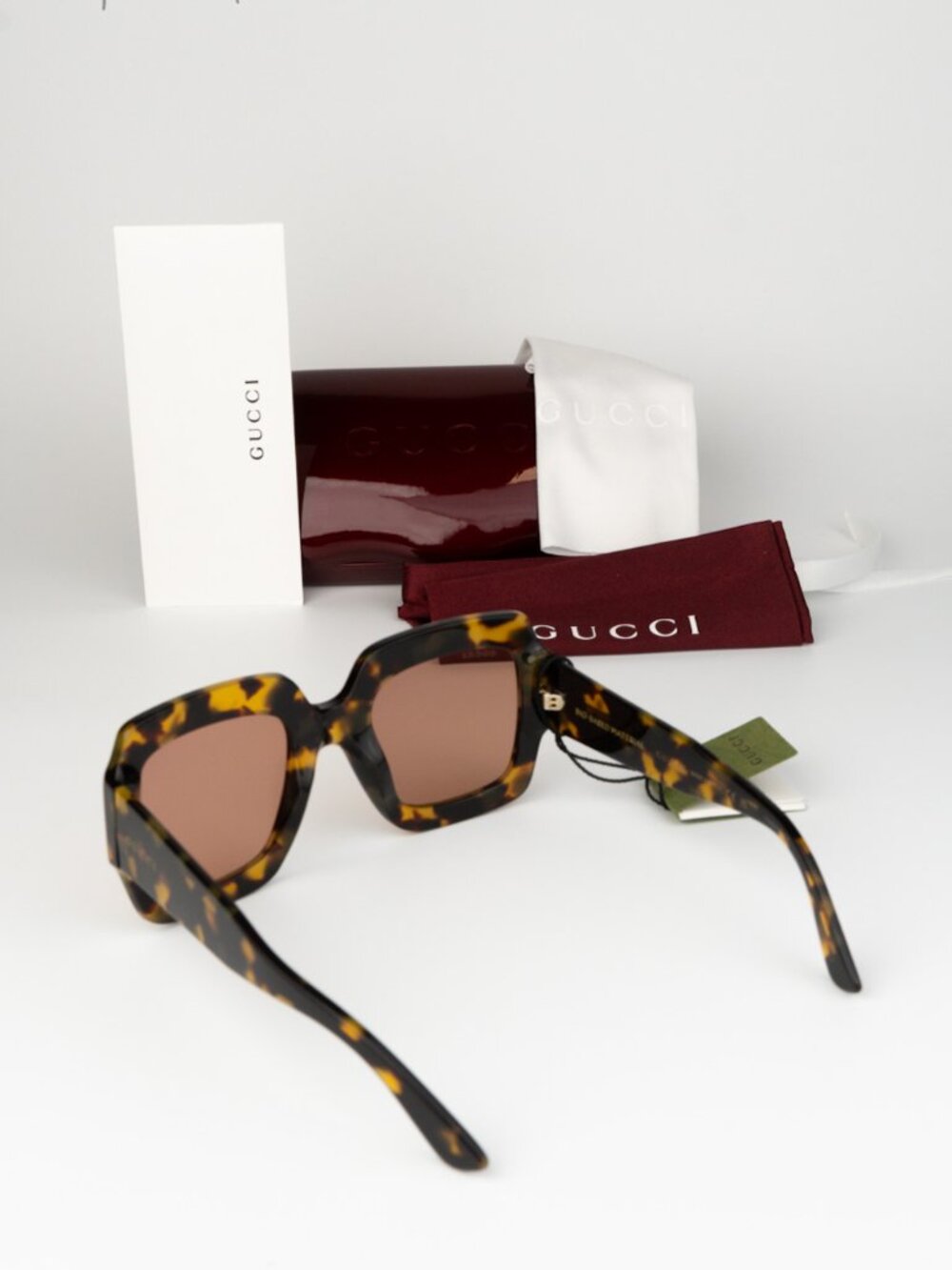 Gucci Women Sunglasses Havana Red Square GG1111S 003 NEW AUTHENTIC - Picture 7 of 9